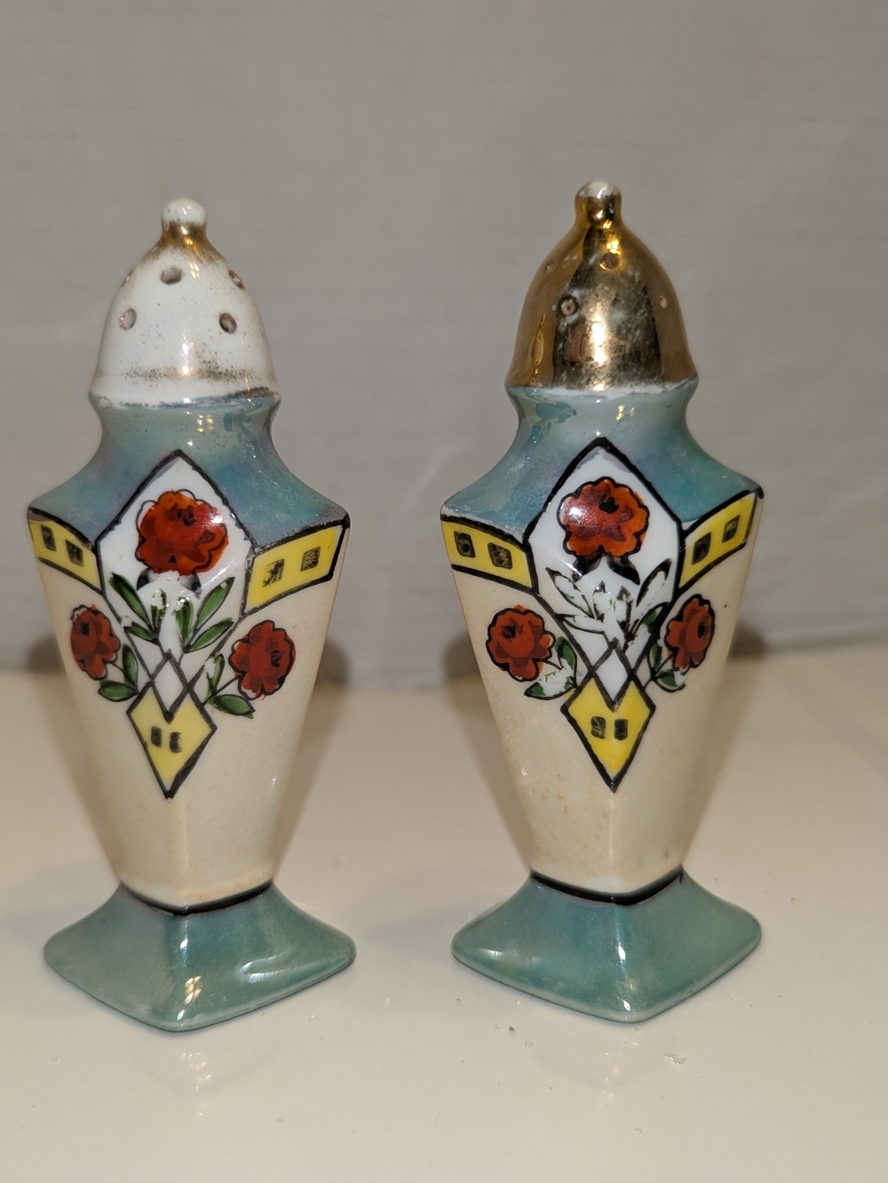 Vintage Japanese Lusterware Salt & Pepper Shakers - Hand-Painted